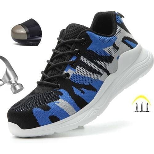 Camouflage Steel Head Smash-Proof Work Shoes Fashion Casual Sports Wear-Resistant Safety Protective Work Boots