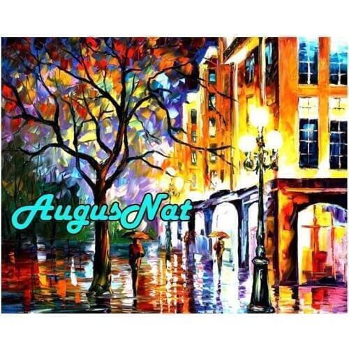 5d full square diamond painting tree diamant embroidery scenery light night mosaic puzzle picture oil paint by number big size