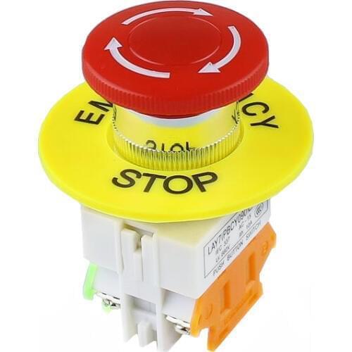 10pcs 1NO 1NC DPST Emergency Stop Push Button Switch AC 660V 10A Switch Equipment Lift Elevator Latching Self Lock Red Mushroom