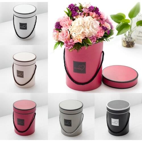 1PC Gift Packaging Box Portable Round Hug Bucket Storage Flower Box Gift Candy Wedding Party Mothers Day Rose Flower Box