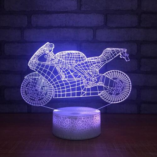 Cool Motorcycle 3D Visual Nightlight Touch Sensor Child Gift Acrylic Lamparas USB LED Illusion Table Lamp Remote Control Lamps