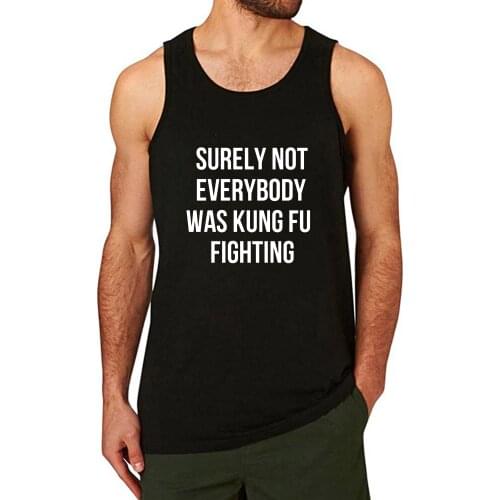 Lyprerazy Mens Surely Not Everybody Was Kung Fu Fighting Workout Gym Funny Printed Tank Top