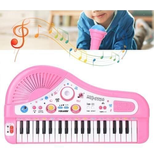 Mini 37 electronic keyboar with Microphone Electronic chargeable Cute Baby piano Music Simulated education playing Kids Toys