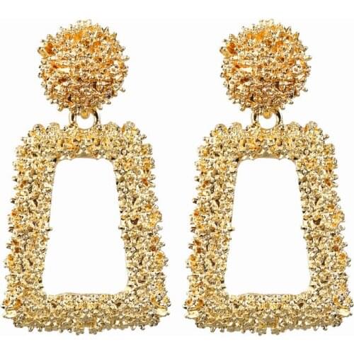 Trendy ZA Elegant Brand Metal Scrub Drop Earrings For Woman Big String Statement Dangle Earrings Wedding Jewelry Party Hot