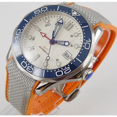 41mm white Dial Sapphire Glass Ceramic Bezel Stainless Steel MingZHU 3804 Automatic Mens Watch