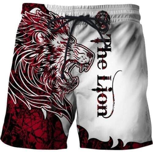 Red Lion Tattoo Shorts Men for Women Summer Casual Shorts Harajuku 3D Printed Loose Beach Casual Pants