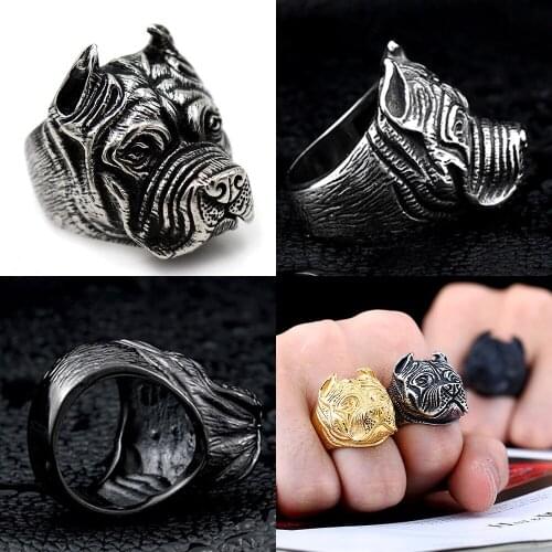 316L Big Dogs Head Skull Mens Calvarium Punk Vintage Ring Gothic High Quality Stainless Steel Biker Rings Motorcycle jewellery