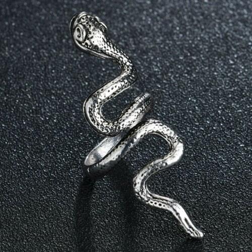 Gothic Vintage Exaggerated Animal Snake Ring Mens Personality Punk Fashion Metal Jewelry Accessories Gift