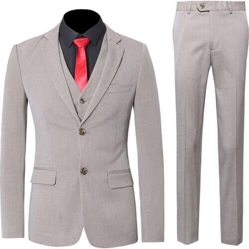 Men Suits Slim 3 Pieces Office Work Business Suit Formal Casual Daily Life Wedding Groom Banquet Party Single Breasted 2 Buttons