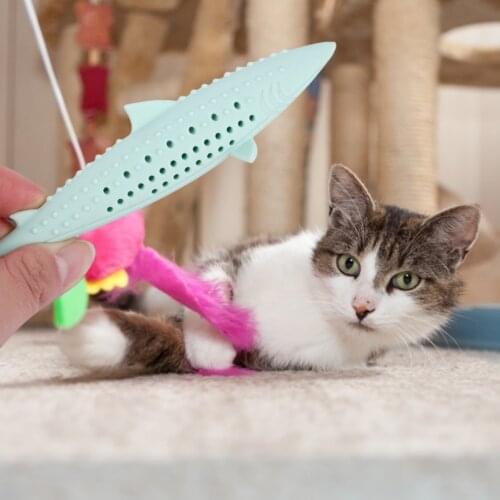 Soft Silicone Mint Fish Cat Toy Catnip Pet Toy Clean Teeth Toothbrush Chew Cats Toys
