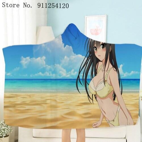 Soft Hoodie Plush Throw Blanket Sexy Bikini Girls Sherpa Fleece Blanket Cartoon Anime Wearable Hood Wrap Nap Watching Blanket