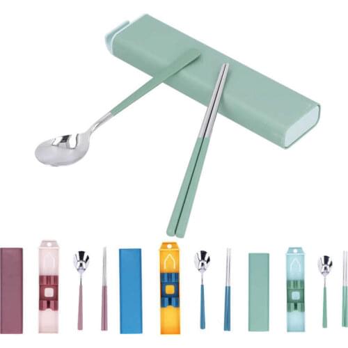 Handmade Japanese Natural Chopsticks Set Chopsticks Portable Tableware Stainless Steel Spoon Chopsticks with Storage Box