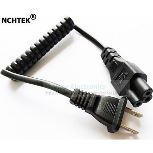 NCHTEK NEMA 1-15P Male to IEC 320 C5 Female AC Cord Short Laptop Portable Power Spring Retractable Cable/Free DHL Shipping/50PCS