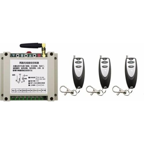 New AC220V 250V 380V 30A 2CH Remote Control Garage Door RF Wireless Remote Control Switch System 3X Transmitter + 1 X Receiver