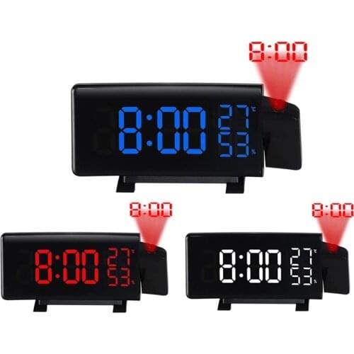 Latest Creative TS-5210 LED Projection Alarm Clock Digital Radio Snooze Timer Temperature LED Display FM Radio Three Color Clock