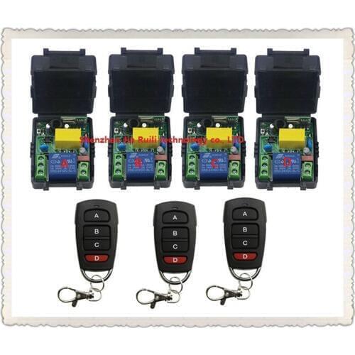 New AC220V 1CH Radio Controller RF Wireless Relay Remote Control Switch (3) Transmitter + (4) Receiver --JRL220V-11