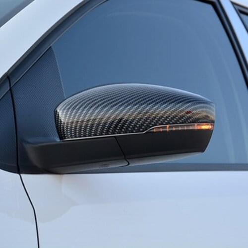 NEW POLO 2013-2016 ABS Car Side Door Mirror Cover Carbon Fiber Outer Rear View Mirror Cover Protector for VW POLO 2016