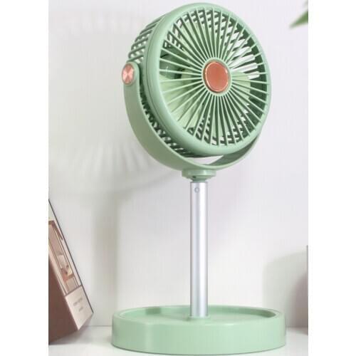 2020 New Elegant color telescopic desk fan home office desktop floor quiet with light charging small fan
