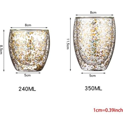 OOTDTY 240ml 350ml Star Sky Printed Milk Cups Double Layers Glass Home Office Tea Coffee Mug Christmas Gifts Drinkware Wholesale