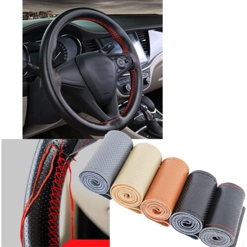 High Quality for 38Cm Car Steering Wheel Braid Cover Needles And Thread Artificial Leather Suite Texture Soft Auto Accessories
