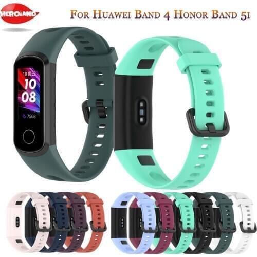Soft Sport Silicone Wrist Strap Replacement Watch Band for HUAWEI Band 4 / Honor Band 5i Wristbands Buckle Smart Watch Accessory