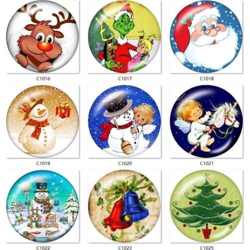 Christmas Classic hot sale 12mm/18mm/20mm/25mm Round photo glass cabochon jewelry flat back Making findings C1016