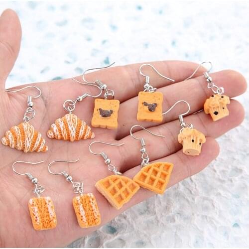 Korean Fashion Funny Resin Drop Earrings for Women Creative Cute Baking Cake Bread Dangle Earring Personality Party Jewelry Gift