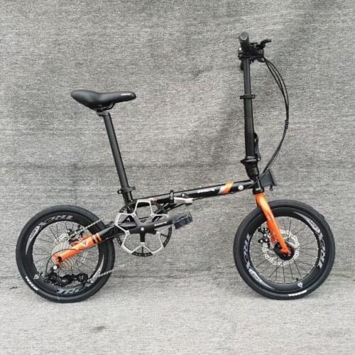 20 Inch Folding Bike Cr-Mo Frame Shock Absorption 9 Speeds Bicycle Quick Release Aluminum Alloy Bearing Hubs Portable Bike