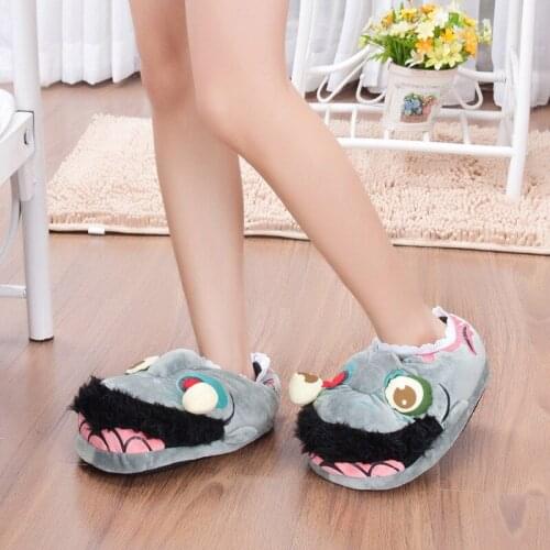 Halloween zombie big grotesque funny thick cloth anti-slip home warm cartoon cotton slippers