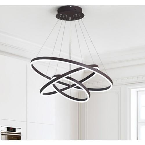 Modern LED Chandeliers Living Room Bedroom Dining room Black/White Circle Rings Decoration Lamp luminaire led lighting fixtures