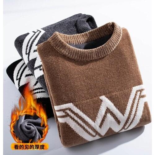2020 Winter Super Warm Sweater Mens Turtleneck Slim Soft Fleece Pullover Solid Knitted Plus Gold Velvet Thickening Sweater Men
