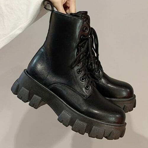 Women Martin Boots 2021 Female Round Toe Platform Zipper Shoes Autumn Winter Fashion Ladies Spring Ankle Short Motorcycle Boots