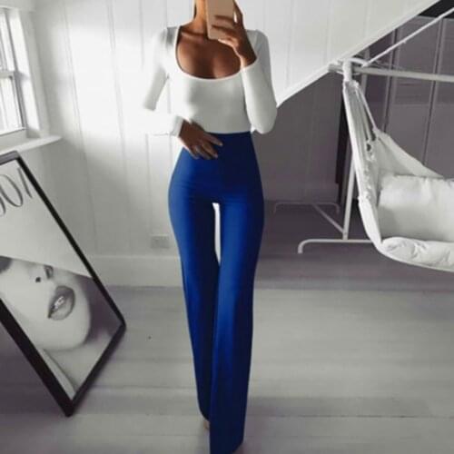 Elegant Office Lady Solid Flare Pants Women Fashion Slim High Waist Long Pants Casual Stretch Thin Wide Leg Trousers Streetwear