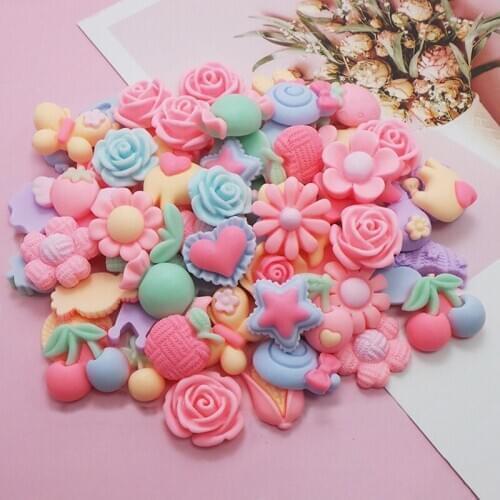 10-50Pcs Mixed Colors Flowers Flat Back Resin Accessories Kids Hair Decorative Material DIY Phone Handmade Arts Craft Supplies