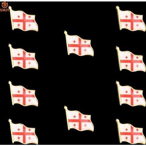 10PCS Georgian Epoxy Enamel Flag Brooch Customized Gold Plated Lapel Pin Patriot Costume Jewelry Brooch Pin Badge Collection