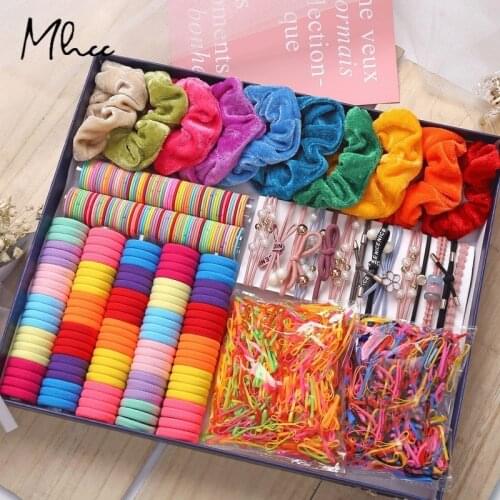 1000PCS/Set Women Scrunchies Satin Silk Hair Ties Hair Accessories Suit Color Hair Tie Elastic Bands For Kids Accessories 2021