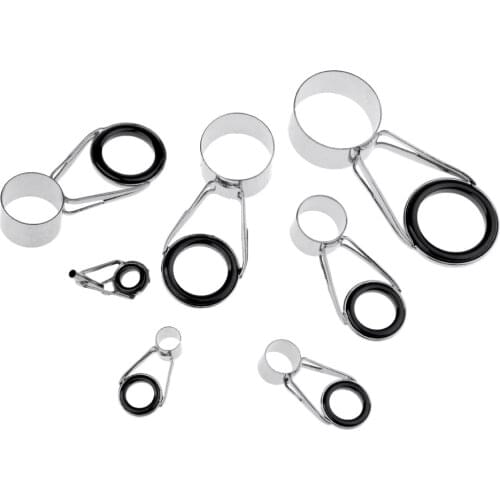 14Pcs Fishing Rod Guide Tip Repair Kit DIY Eye Rings Stainless Steel Frame