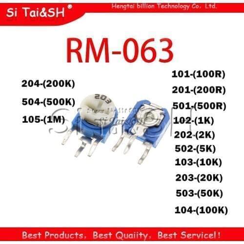 20pcs RM063 RM-063 100 200 500 1K 2K 5K 10K 20K 50K 100K 200K 500K 1M ohm Trimpot Trimmer Potentiometer variable resistor