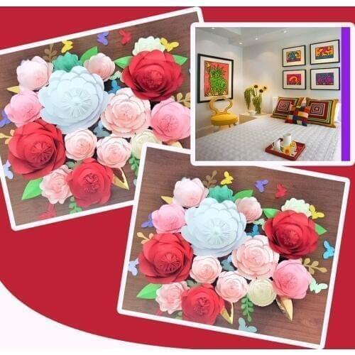 2018 DIY Giant Paper Flowers Backdrop15PCS Leaves 12PCS Butterflies 15PCS Wedding & Event Baby Nursery Decor Bridal Shower
