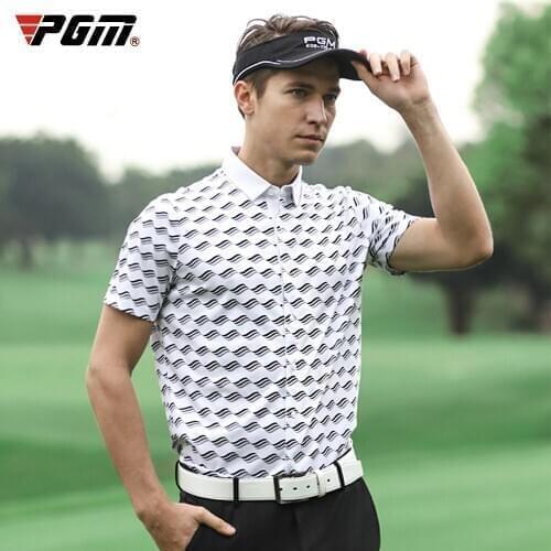 2020 PGM Golf Apparel Mens Casual Cotton Short Sleeve Printed Golf T-Shirt Cotton breathable Quick Dry Mens Sport Clothes