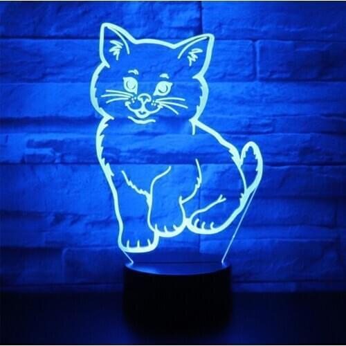 3D LED Night Light Lifelike Cat with 7 Colors Light for Home Decoration Lamp Amazing Visualization Optical Illusion Awesome