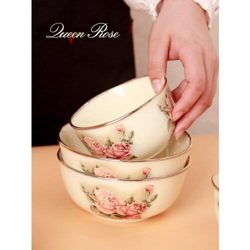 4.5 inch Ceramic bowl gilt edged tableware bowl Rose printing
