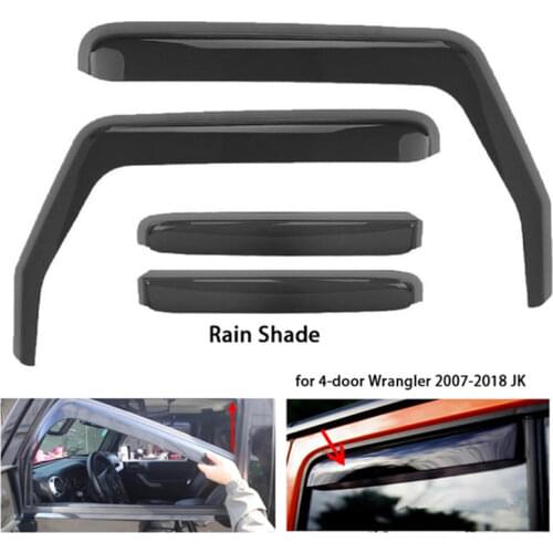 Side Window Deflector Exterior Awnings & Shelters Wind Rain Shade Visor Guard For Jeep Wrangler 4-door JK 2007-2018