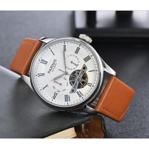 43 mm PARNIS 21 jewels Automatic Self-Wind movement mens watch Automatic date and week Mechanical watches wholesale GR123-20