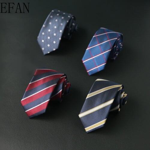6cm Factory Exclusive 57" Long Mens Skinny Ties Navy Polyester Silk Plaids Stripes Dots Jacquard Narrow Necktie Neck tie Party