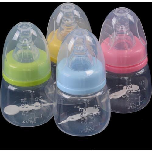 Quality 60ML Newborn Baby Infant Nursing Milk Fruit Juice Water Feeding Standard Mouth Silicone Nipple Pacifier Drink Bottle