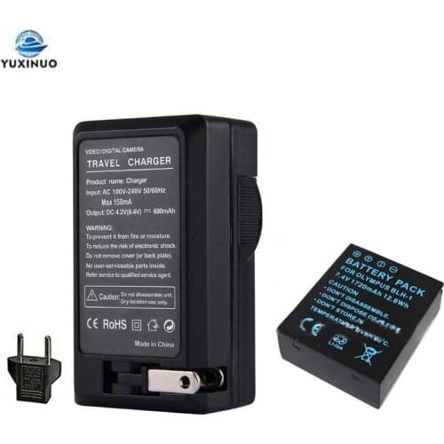 7.4V 1720mAh BLH-1 BLH1 BCH-1 BCH1 Camera Battery + AC Charger for Olympus EOM-D E-M1X, OMD EM1X, OM-D E-M1 Mark II, EM1 MarkII