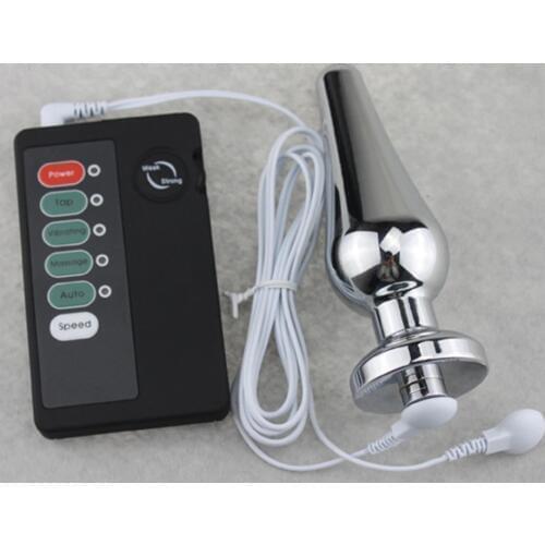 DOMI 12.5*3.9cm Pulse Butt Plug Electric Shock Stainless Metal Anal Plug Sex Toys