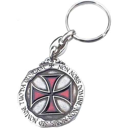 Keychain with stamp Knights Templar and cross Templar, double sided