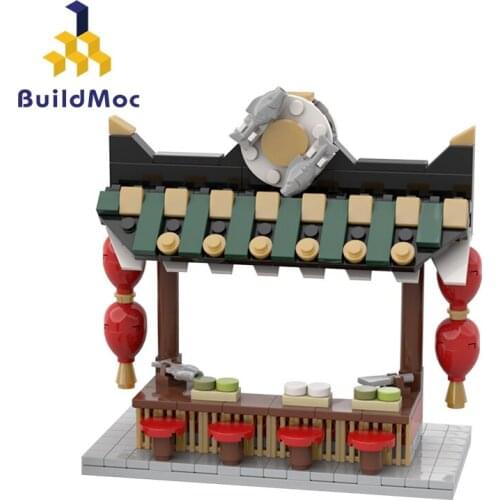 Buildmoc City Buildings Chinese Style Street Food Stand Ideas Food Store Architecture Building Blocks Mini Building Kids Toys